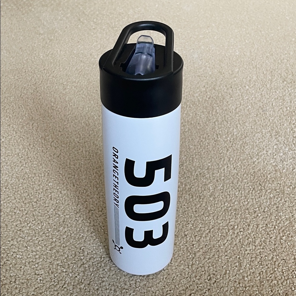 Brand new Orangetheory Black and White Water Bottle; has area code 503 on it